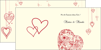 modele depliant 2 volets  4 pages  coeur roses mariage MLIGCH14010