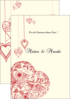personnaliser maquette flyers coeur roses mariage MLIGCH14016