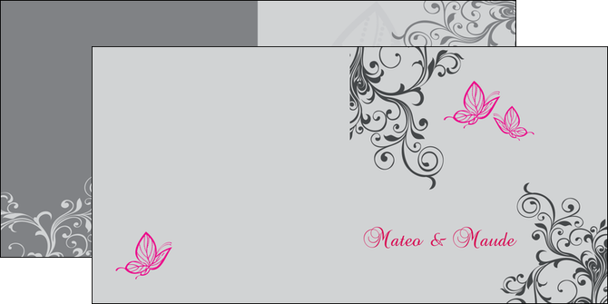 faire modele a imprimer depliant 2 volets  4 pages  part de mariage floral gris carte de mariage en fleur MLIG14974
