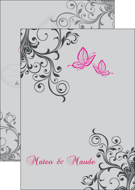 imprimerie flyers part de mariage floral gris carte de mariage en fleur MLIG14982