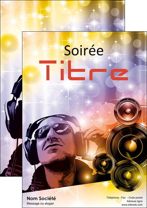 maquette en ligne a personnaliser affiche discotheque et night club son musique casque MIFCH15988