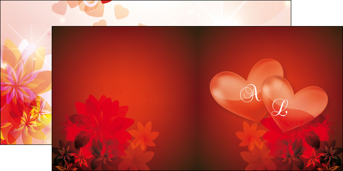 impression depliant 2 volets  4 pages  fiancailles fleur invitation MLIG17036