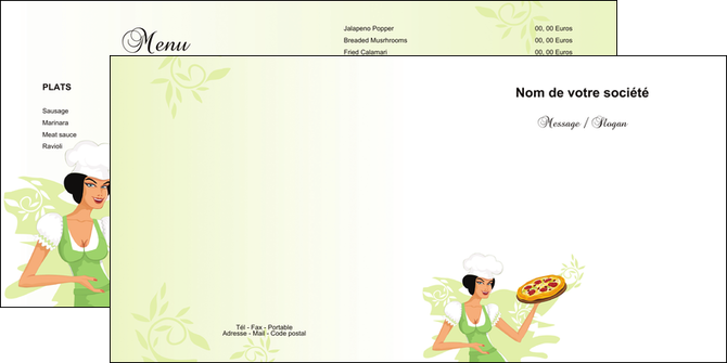 cree depliant 2 volets  4 pages  pizzeria et restaurant italien pizza plateau plateau de pizza MIDLU18452