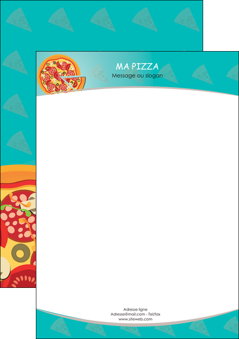 creation graphique en ligne tete de lettre sandwicherie et fast food pizza portions de pizza plateau de pizza MFLUOO18620