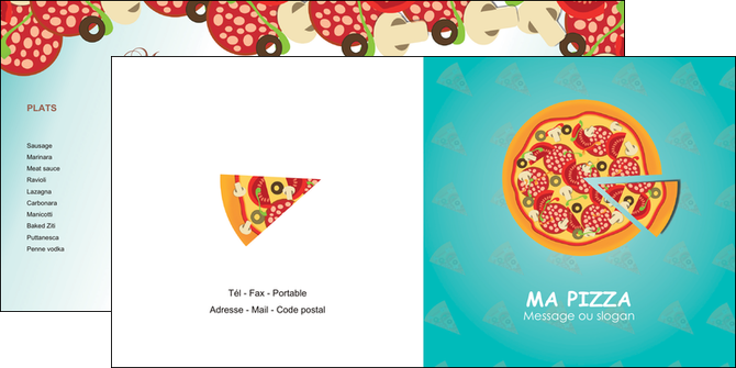 realiser depliant 2 volets  4 pages  sandwicherie et fast food pizza portions de pizza plateau de pizza MFLUOO18628