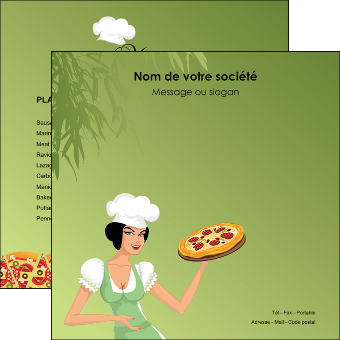 maquette en ligne a personnaliser flyers pizzeria et restaurant italien pizza portions de pizza plateau de pizza MIDLU19330