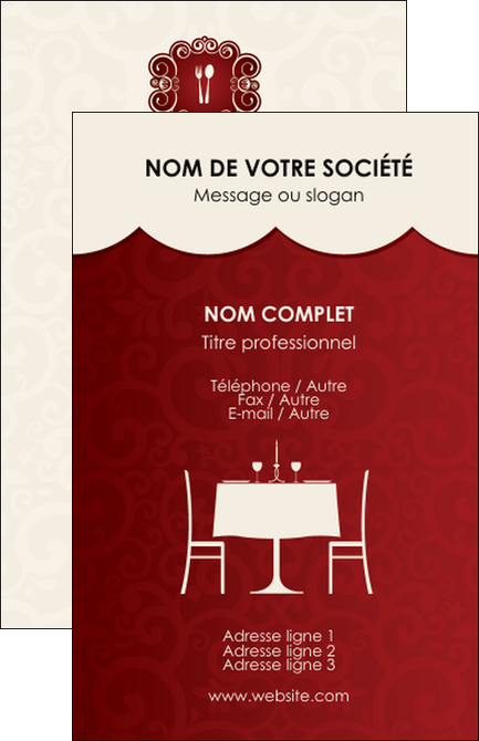 imprimer carte de visite metiers de la cuisine restaurant restauration pictogramme pour restaurant MIDLU19444