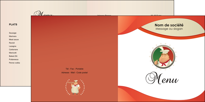 imprimerie depliant 2 volets  4 pages  pizzeria et restaurant italien pizza plateau plateau de pizza MIDBE19866