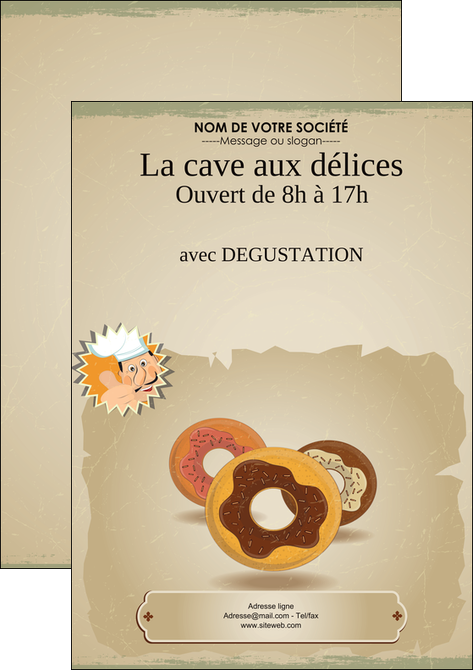 creer modele en ligne affiche creperie et glacier donut donut aux chocolats patisserie MIDLU20096