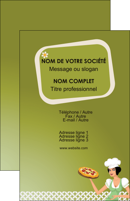 maquette en ligne a personnaliser carte de visite pizzeria et restaurant italien pizza plateau plateau de pizza MFLUOO20266