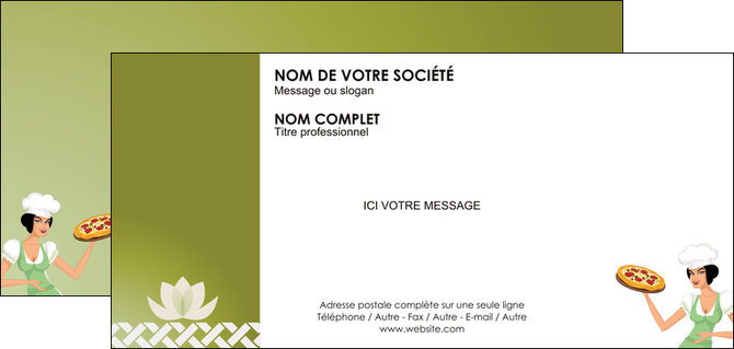 modele carte de correspondance pizzeria et restaurant italien pizza plateau plateau de pizza MFLUOO20276