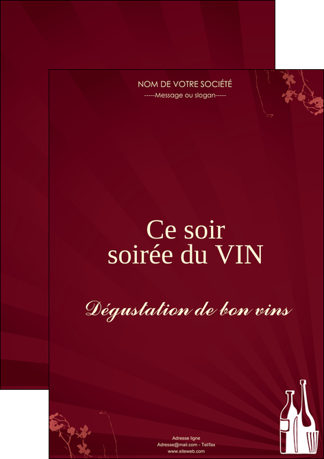 personnaliser modele de affiche vin commerce et producteur vin bouteille de vin verres de vin MIDBE20354