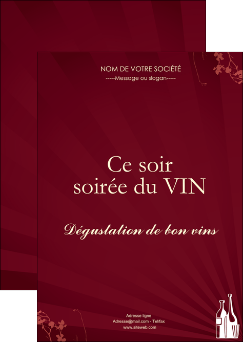 maquette en ligne a personnaliser flyers vin commerce et producteur vin bouteille de vin verres de vin MIDBE20374