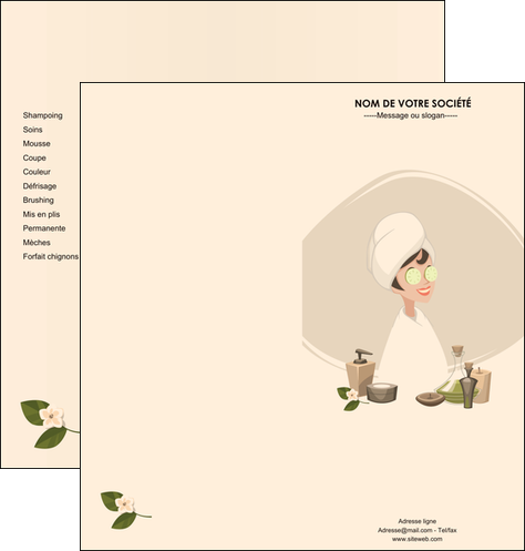 imprimerie depliant 2 volets  4 pages  centre esthetique  beaute soins esthetique MFLUOO22008