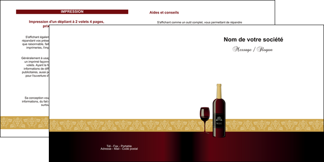 modele depliant 2 volets  4 pages  vin commerce et producteur vin vignoble bouteille de vin MLGI23282
