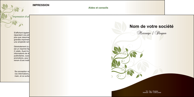 personnaliser modele de depliant 2 volets  4 pages  fleuriste et jardinage feuilles feuilles vertes nature MIDLU23608