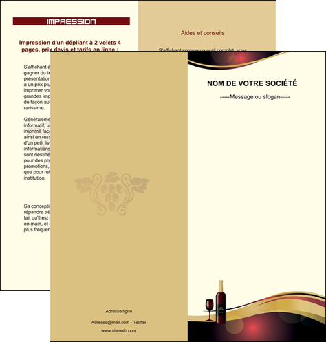 creation graphique en ligne depliant 2 volets  4 pages  vin commerce et producteur vin vignoble bouteille de vin MIDBE24300