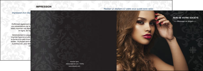 imprimer depliant 2 volets  4 pages  cosmetique coiffure salon salon de coiffure MIDBE26052