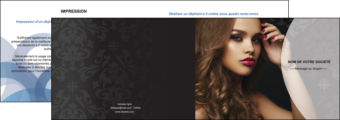creation graphique en ligne depliant 2 volets  4 pages  cosmetique coiffure salon salon de coiffure MIDBE26086