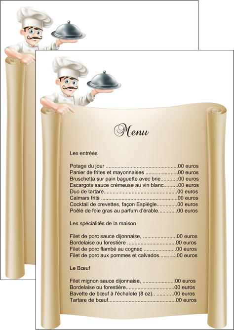 impression flyers metiers de la cuisine menu restaurant restaurant francais MIDBE26150