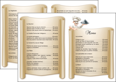 modele depliant 2 volets  4 pages  metiers de la cuisine menu restaurant restaurant francais MIFLU26160
