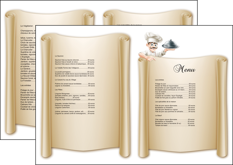 exemple depliant 2 volets  4 pages  metiers de la cuisine menu restaurant restaurant francais MIFLU26162