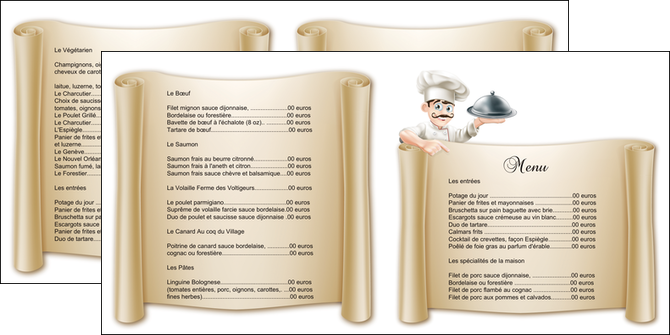 imprimerie depliant 2 volets  4 pages  metiers de la cuisine menu restaurant restaurant francais MIDBE26164