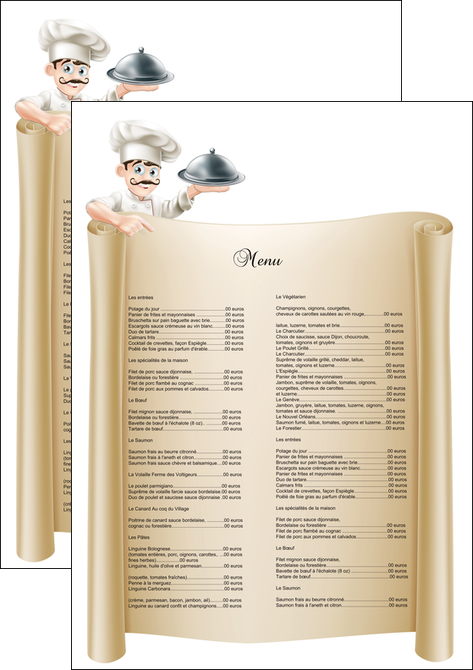 faire modele a imprimer affiche metiers de la cuisine menu restaurant restaurant francais MIFLU26170
