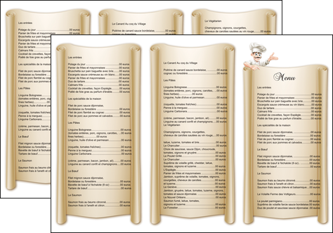 modele depliant 3 volets  6 pages  metiers de la cuisine menu restaurant restaurant francais MIDLU26188