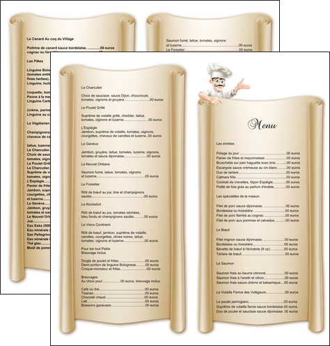 creation graphique en ligne depliant 2 volets  4 pages  metiers de la cuisine menu restaurant restaurant francais MIDLU26212