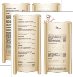 creation graphique en ligne depliant 2 volets  4 pages  metiers de la cuisine menu restaurant restaurant francais MIDLU26212