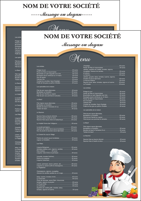 cree flyers metiers de la cuisine menu restaurant restaurant francais MIDLU26406