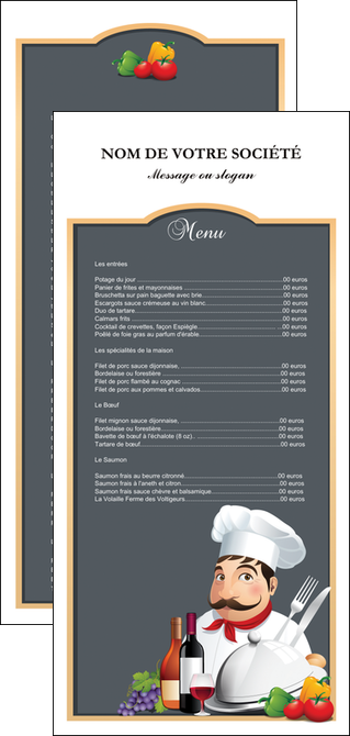 maquette en ligne a personnaliser flyers metiers de la cuisine menu restaurant restaurant francais MID26416