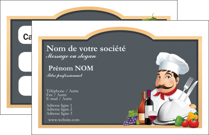 maquette en ligne a personnaliser carte de visite metiers de la cuisine menu restaurant restaurant francais MID26424