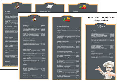 faire depliant 3 volets  6 pages  metiers de la cuisine menu restaurant restaurant francais MIDLU26620