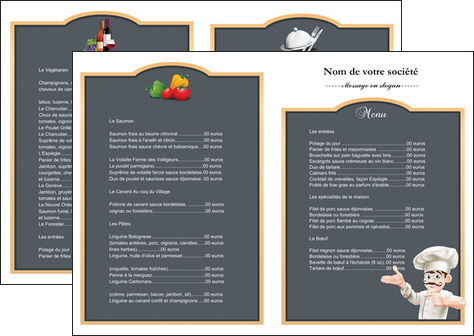 imprimer depliant 2 volets  4 pages  metiers de la cuisine menu restaurant restaurant francais MIDBE26634