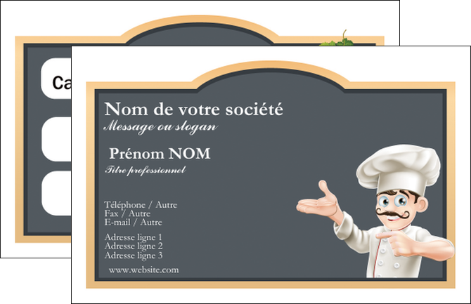 personnaliser maquette carte de visite metiers de la cuisine menu restaurant restaurant francais MIDLU26636