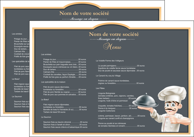 exemple set de table metiers de la cuisine menu restaurant liste de menu set de table MIDLU26662