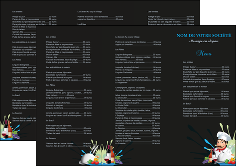 creation graphique en ligne depliant 3 volets  6 pages  metiers de la cuisine menu restaurant restaurant francais MIDLU26868