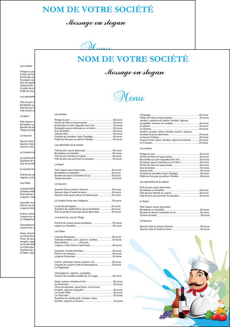 imprimerie affiche metiers de la cuisine menu restaurant restaurant francais MIDLU26932