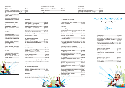 faire modele a imprimer depliant 3 volets  6 pages  metiers de la cuisine menu restaurant restaurant francais MIDLU26938