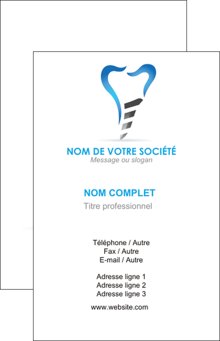 personnaliser modele de carte de visite dentiste dents soins dentaires caries MFLUOO27274