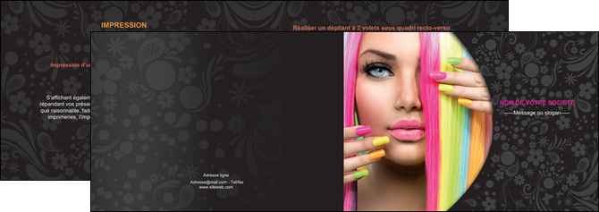 exemple depliant 2 volets  4 pages  cosmetique coiffure coiffeur coiffeuse MIDLU28474