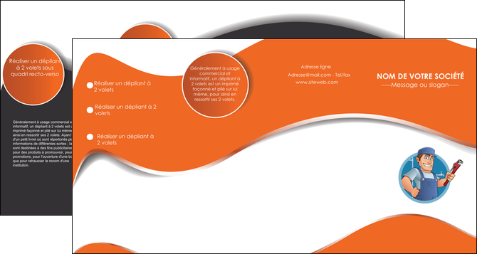 modele depliant 4 volets  8 pages  plomberie travail travailleur casquette MIDBE29496