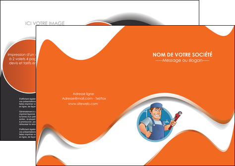 personnaliser modele de depliant 2 volets  4 pages  plomberie travail travailleur casquette MIDBE29504