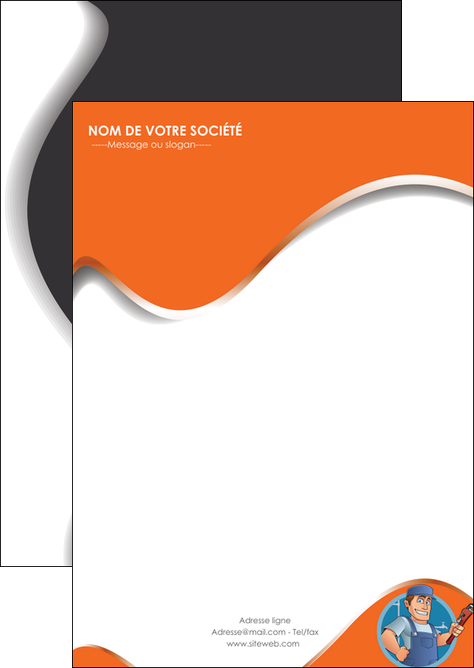 creation graphique en ligne flyers plomberie travail travailleur casquette MIDBE29514