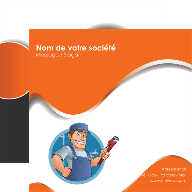personnaliser maquette flyers plomberie travail travailleur casquette MIDBE29518