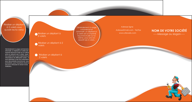 impression depliant 4 volets  8 pages  plomberie travail travailleur casquette MIDBE29566