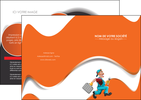 creer modele en ligne depliant 2 volets  4 pages  plomberie travail travailleur casquette MIDBE29572