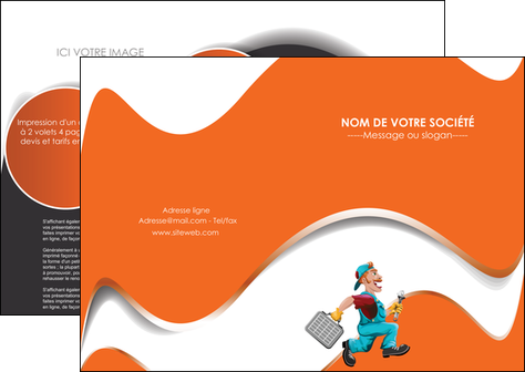faire depliant 2 volets  4 pages  plomberie travail travailleur casquette MIDBE29574